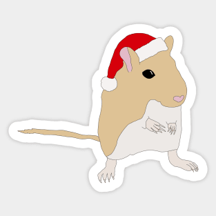 Cute golden Gerbil in a Santa hat Sticker